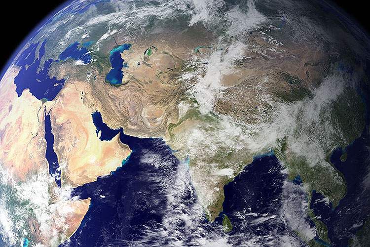 Satellite image of Indian ocean