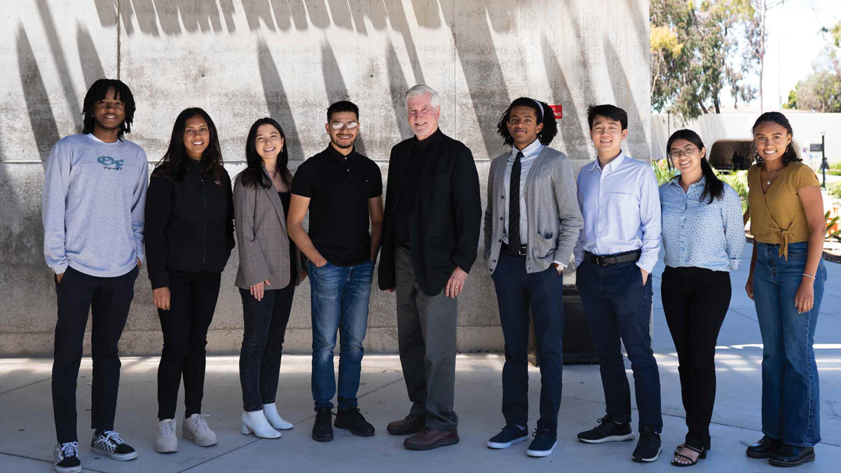 First generation undergrad researchers posed in a group photo