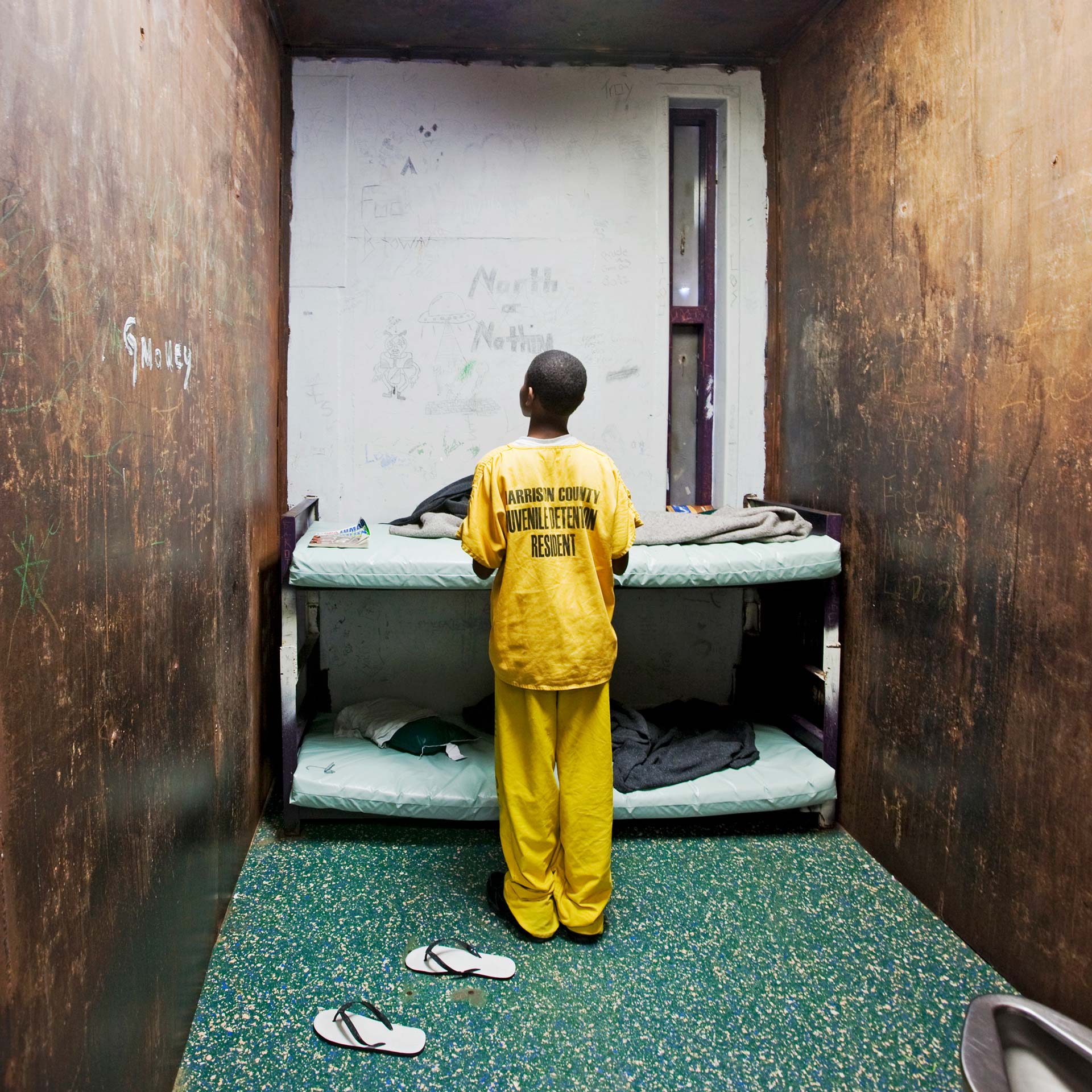 Young black boy in juvenile detention