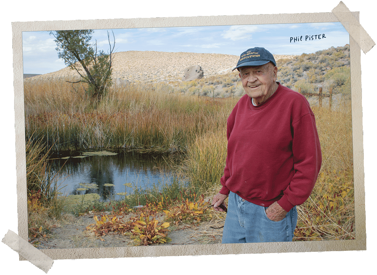 Phil Pister by a pupfish pool