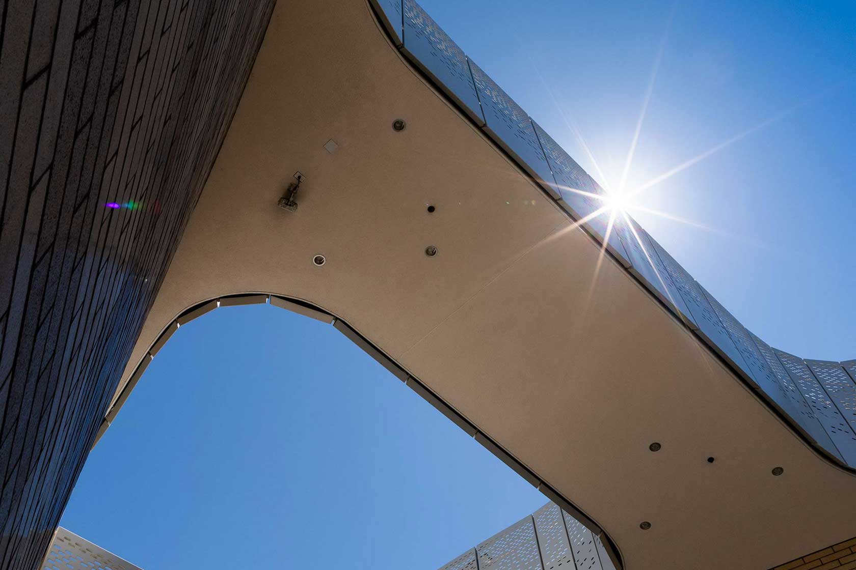 looking up at the Interactive Learning Pavilion