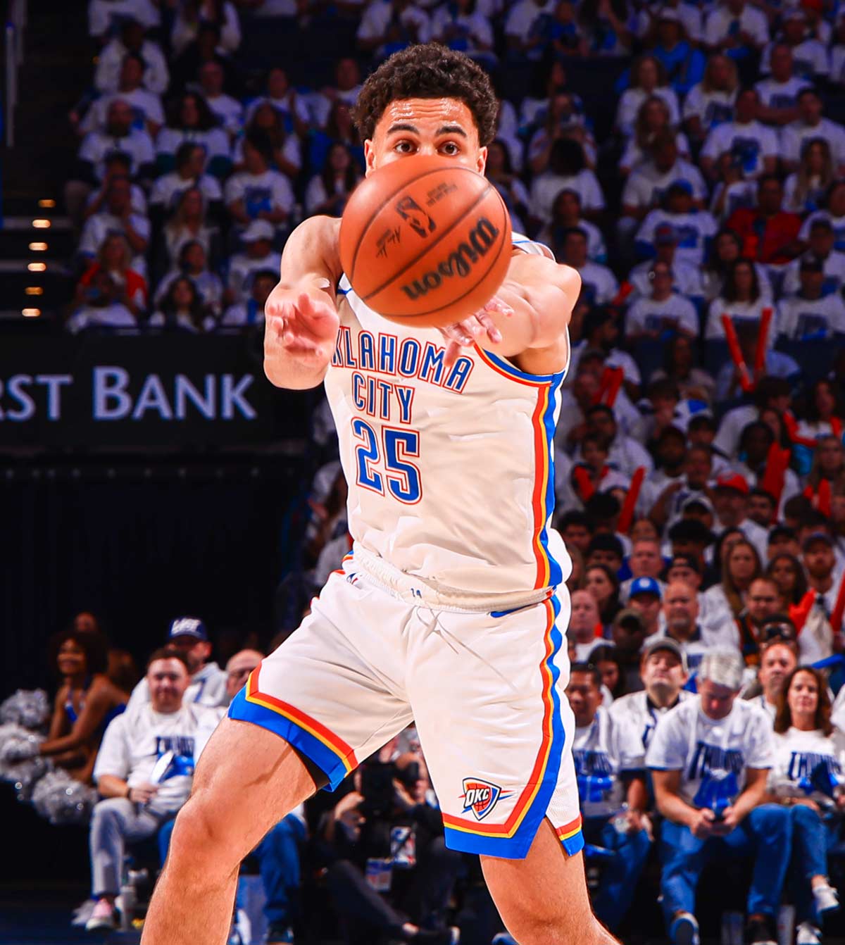 Ajay Mitchell playing for the Oklahoma City Thunder