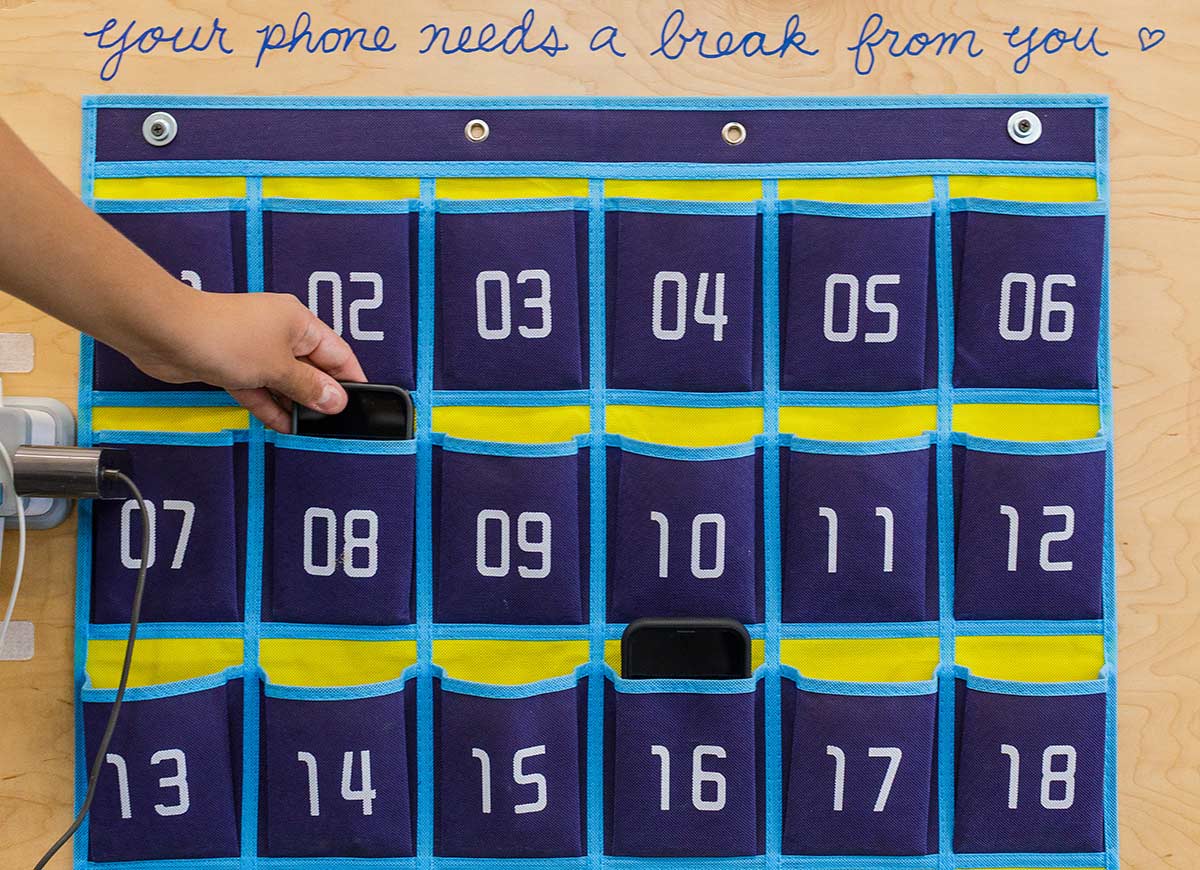 Cell phone hotel at Santa Barbara High School