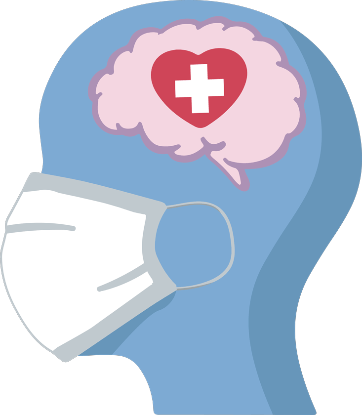 mental health icon with a face covered by mask
